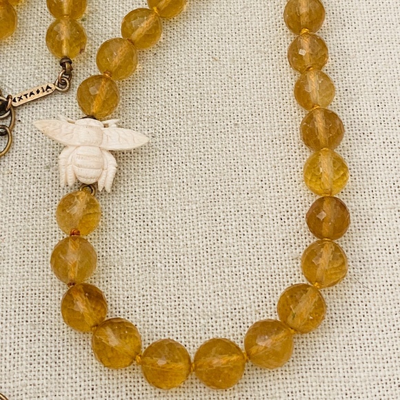 Rare EXTASIA Faceted Light Topaz Glass Bead BEE INSECT BUG Adjustable Necklace - Picture 3 of 9